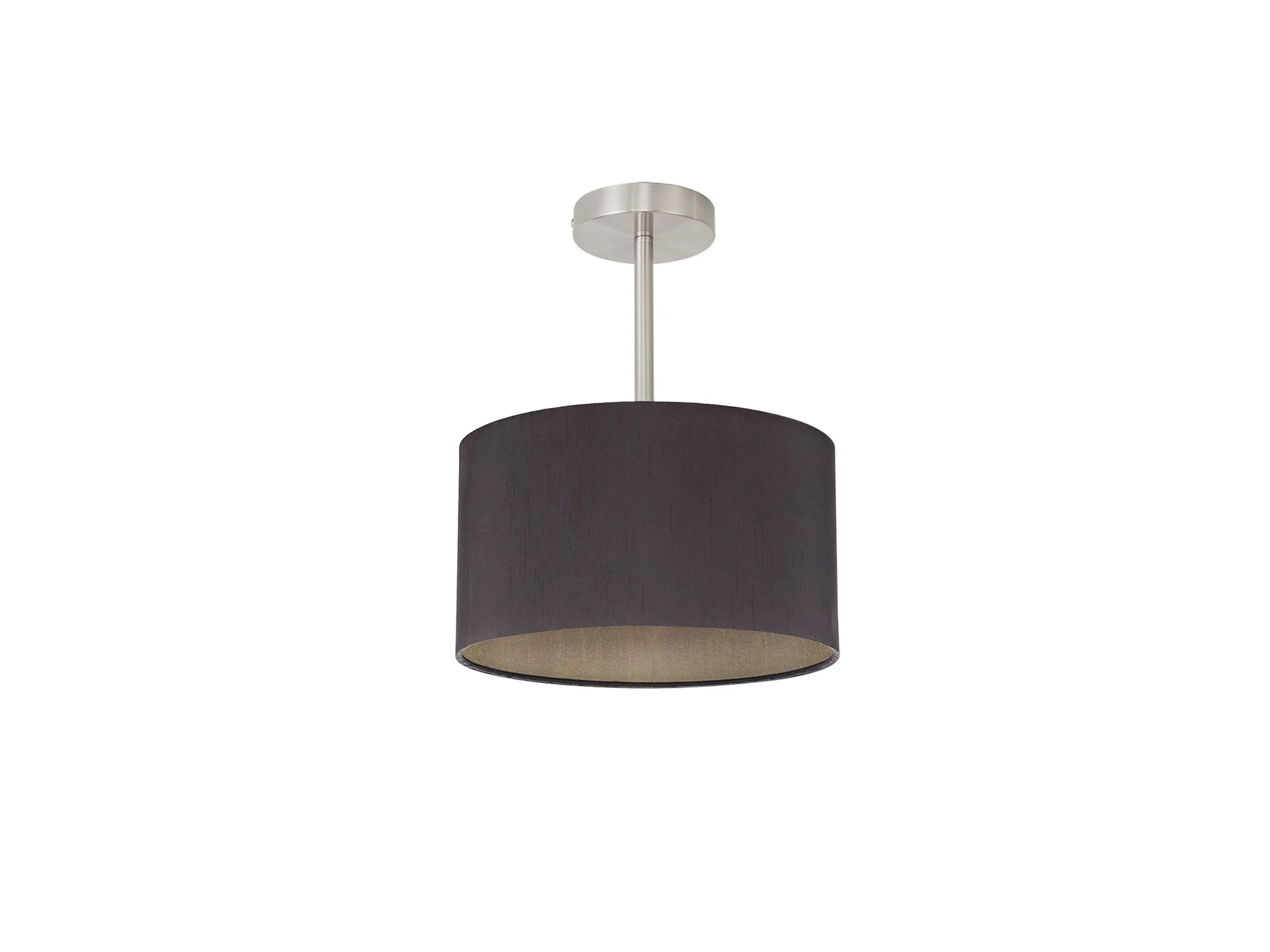 Baymont 30cm Semi Flush 1 Light Satin Nickel; Midnight Black/Green Olive DK0243  Deco Baymont SN BL/GR